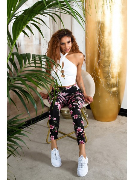 Leggings moda aderenti elasticizzati a fantasia floreale  in vendita su Tangamania Online