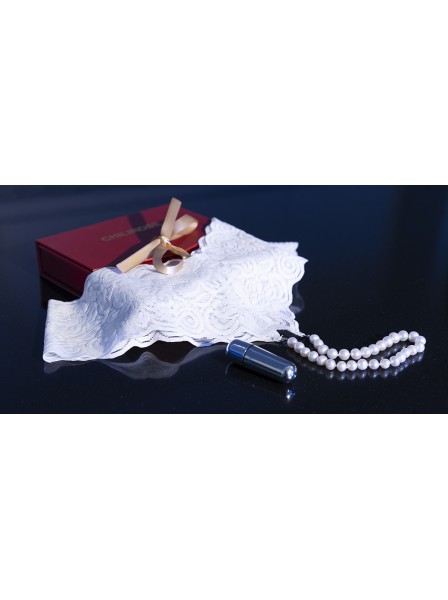 Perizoma bianco con perle naturali d'acqua dolce + bullet vibrante Chilirose in vendita su Tangamania Online