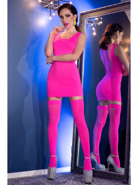 Sexy set lap dance mini abito neon pink e calze coordinate Chilirose in vendita su Tangamania Online