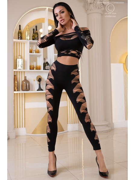 Sexy set clubwear con top e leggings elasticizzati Chilirose in vendita su Tangamania Online