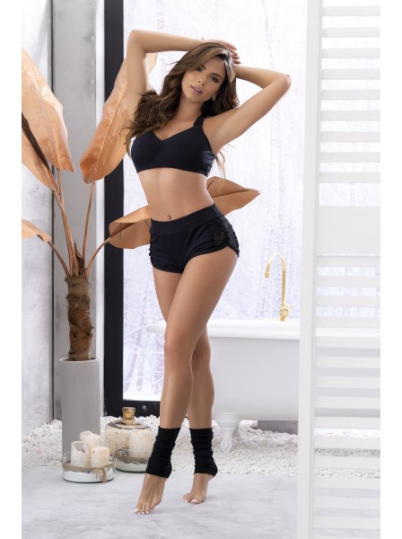 Homewear completino in cotone e pizzo con top corto e shorts Mapalé in vendita su Tangamania Online