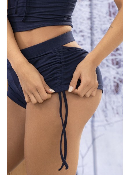 Homewear set top e shorts in cotone con coulisse blu navy Mapalé in vendita su Tangamania Online