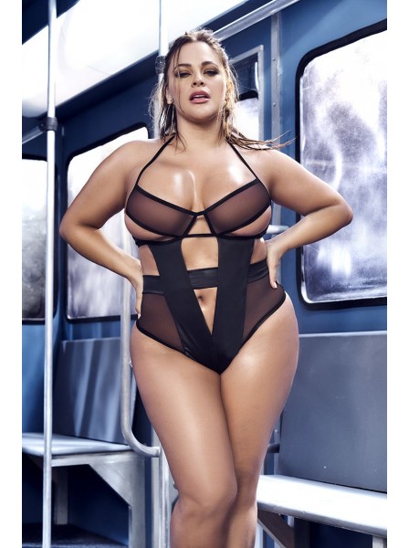 Sexy body in tessuto effetto bagnato e tulle in taglia oversize Mapalé in vendita su Tangamania Online