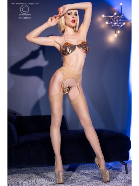 Sexy collant giarrettiera nude 30 den Chilirose in vendita su Tangamania Online
