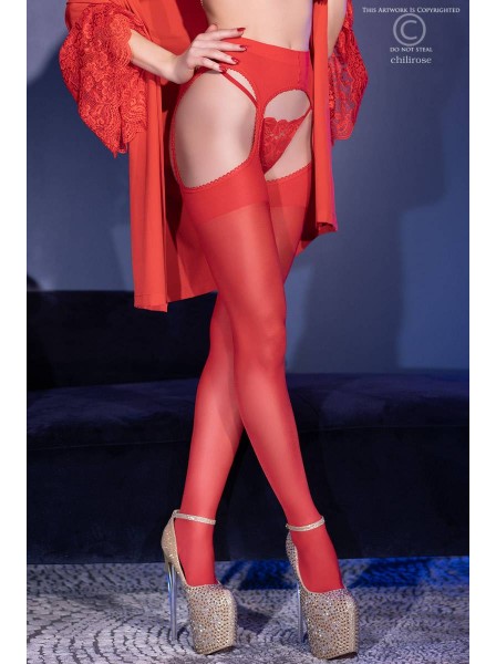 Sexy collant giarrettiera rossi 30 den Chilirose in vendita su Tangamania Online