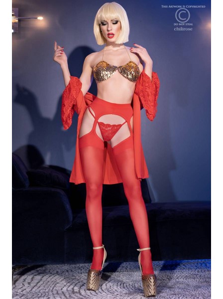 Sexy collant giarrettiera rossi 30 den Chilirose in vendita su Tangamania Online
