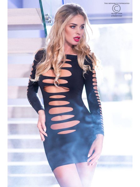 Sexy abitino nero stretch clubwear Chilirose in vendita su Tangamania Online