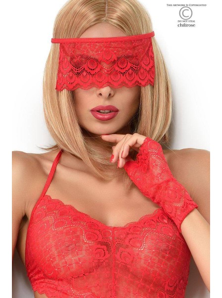 Sexy body aperto in pizzo rosso con accessori Chilirose in vendita su Tangamania Online
