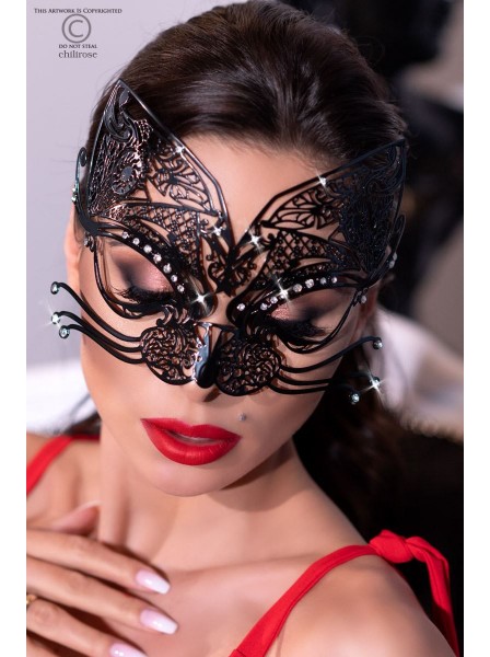 Chilirose Lingerie: mascherina nera in metallo filigranato con strass Chilirose in vendita su Tangamania Online