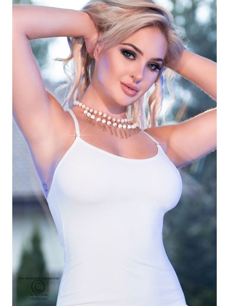Vestito lungo in bianco con perizoma in pendant Chilirose in vendita su Tangamania Online