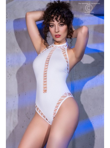 Body bianco elasticizzato con dettagli cut-out Chilirose in vendita su Tangamania Online