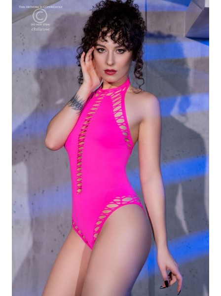 Body rosa neon elasticizzato con dettagli cut-out Chilirose in vendita su Tangamania Online