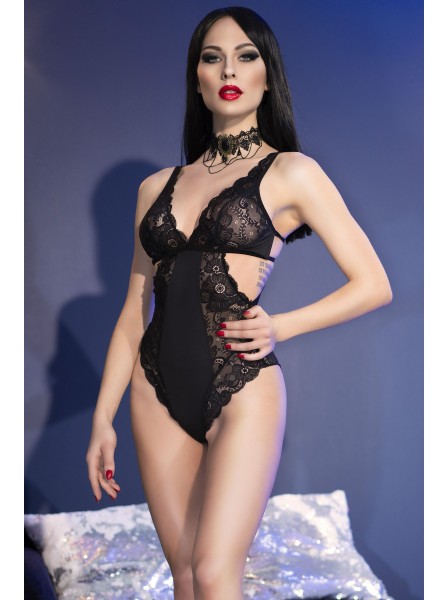 Body in tessuto nero e pizzo con aperture sexy Chilirose in vendita su Tangamania Online