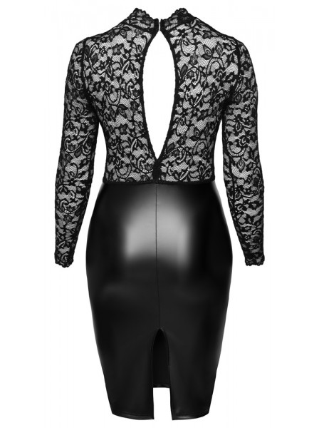 Vestito plus size nero effetto bagnato con top in pizzo Noir Handmade in vendita su Tangamania Online