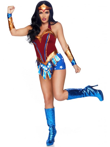 Travestimento da Wonder Woman con tuta e accessori Leg Avenue in vendita su Tangamania Online