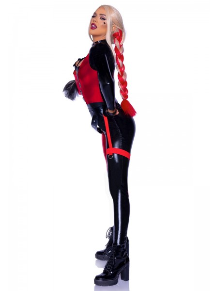 Tuta da Harley Quinn metallizzata con cinta giarrettiera Leg Avenue in vendita su Tangamania Online