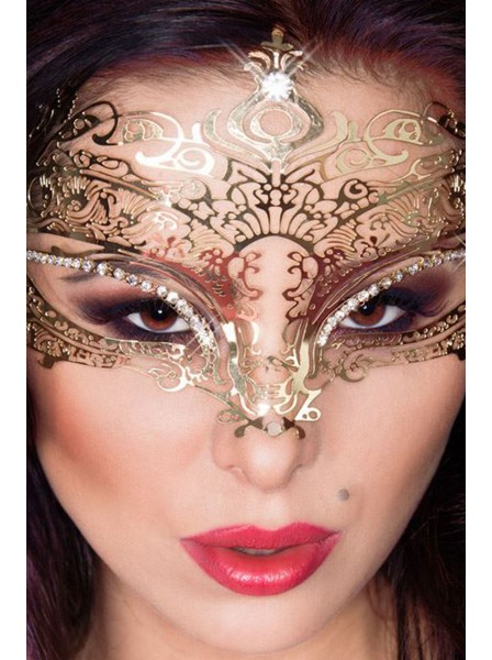 Maschera in filigrana di metallo oro con strass Chilirose in vendita su Tangamania Online