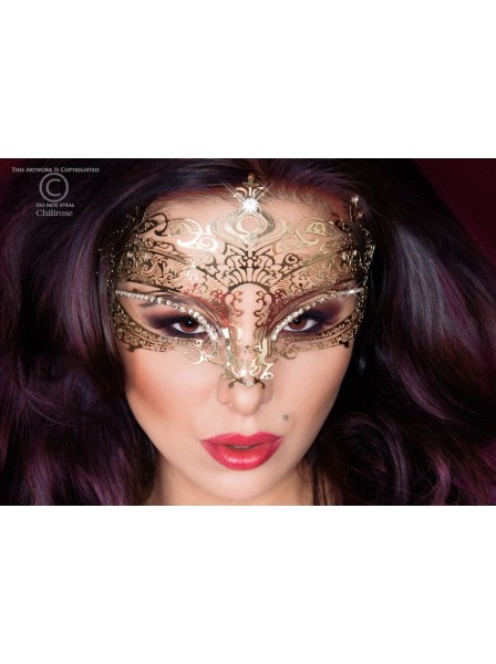 Maschera in filigrana di metallo oro con strass Chilirose in vendita su Tangamania Online