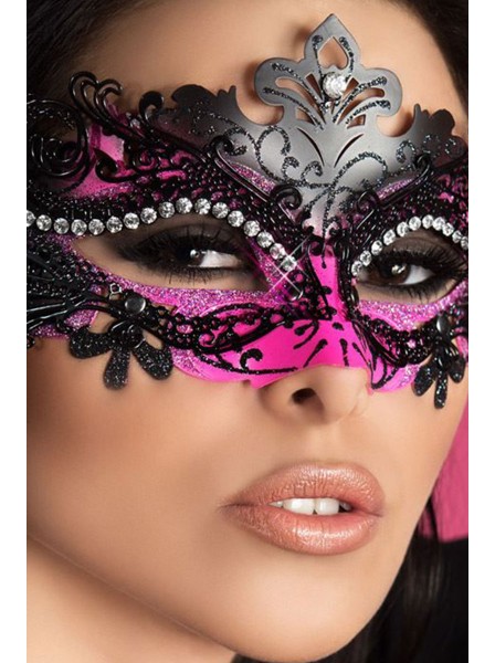 Maschera chic nera e rosa in metallo con strass Chilirose in vendita su Tangamania Online