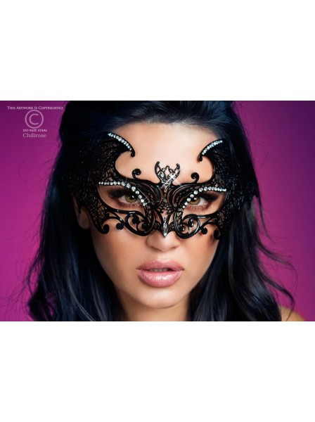 Maschera nera a forma di pipistrello con strass Chilirose in vendita su Tangamania Online