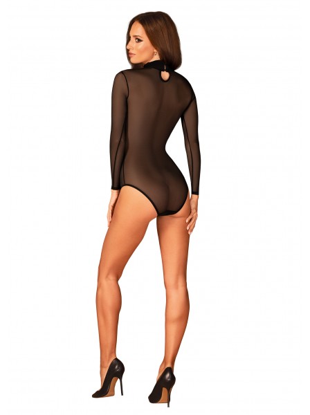 B136, sensuale body nero trasparente con manica lunga Obsessive Lingerie in vendita su Tangamania Online