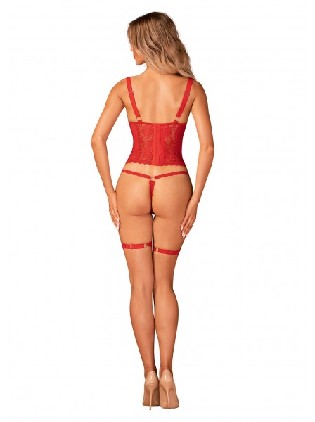 Sexy corsetto e perizoma rosso con giarrettiere collezione Belovya Obsessive Lingerie in vendita su Tangamania Online