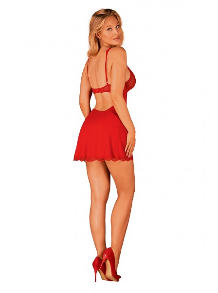 Romantico babydoll rosso con perizoma modello Luvae Obsessive Lingerie in vendita su Tangamania Online