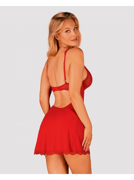 Romantico babydoll rosso con perizoma modello Luvae Obsessive Lingerie in vendita su Tangamania Online