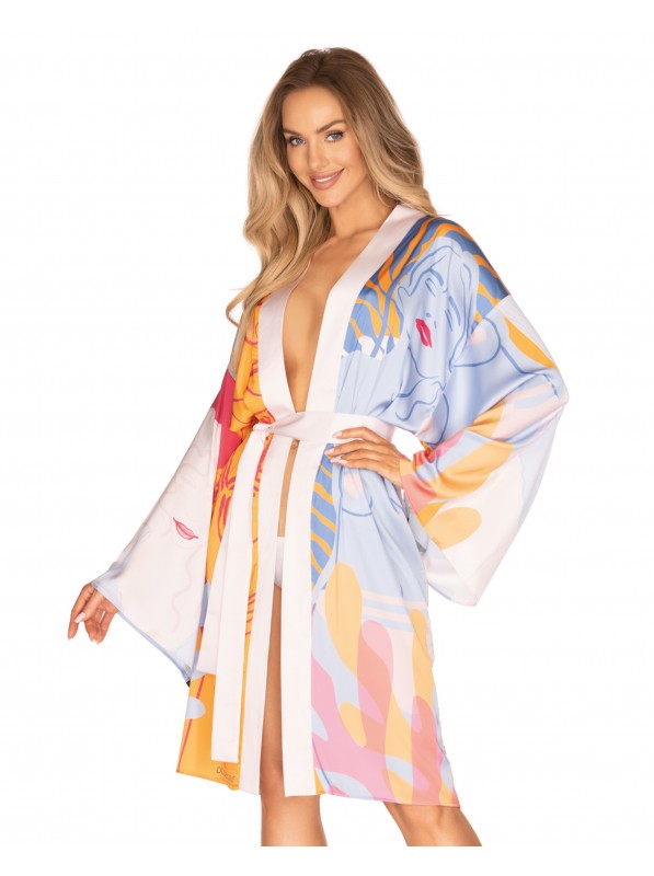 Celenty, vestaglia con taglio a kimono e stampa colorata Obsessive Lingerie in vendita su Tangamania Online