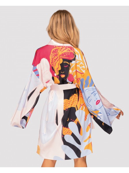 Celenty, vestaglia con taglio a kimono e stampa colorata Obsessive Lingerie in vendita su Tangamania Online