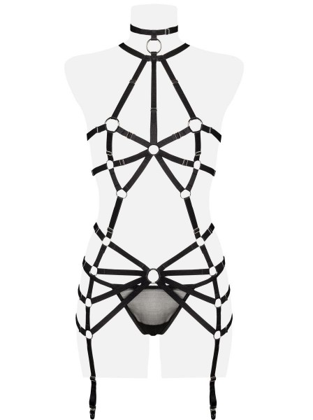 Set imbracatura reggicalze con anelli metallici Grey Velvet in vendita su Tangamania Online
