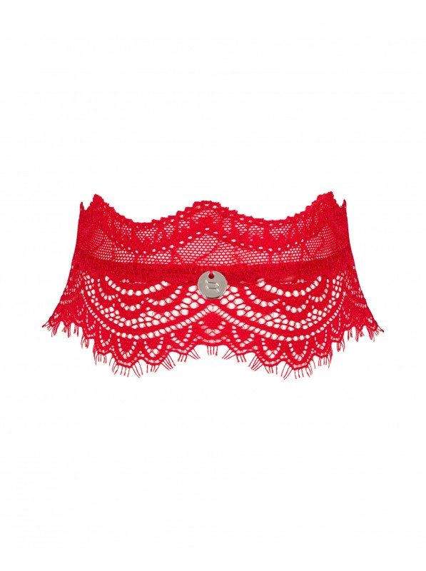 collarino in pizzo rosso Bergamore con bijoux Obsessive Lingerie in vendita su Tangamania Online