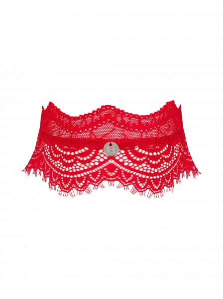 collarino in pizzo rosso Bergamore con bijoux Obsessive Lingerie in vendita su Tangamania Online