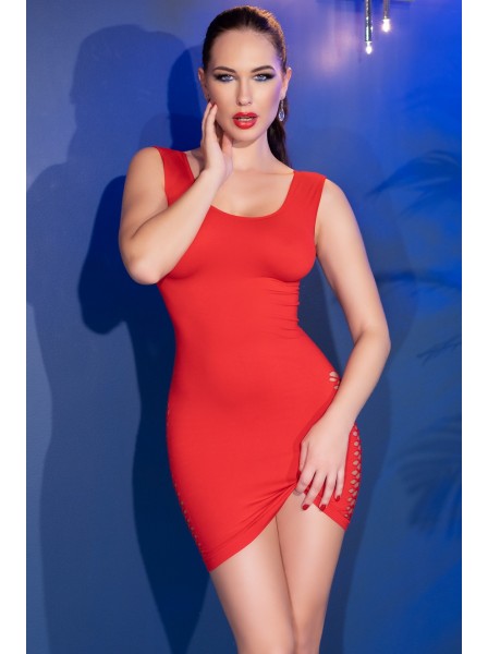 Abitino corto in tessuto rosso con sexy tagli Chilirose in vendita su Tangamania Online