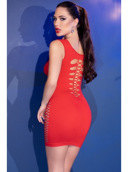 Abitino corto in tessuto rosso con sexy tagli Chilirose in vendita su Tangamania Online
