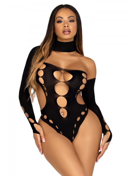 Sexy body nero elasticizzato con intagli Leg Avenue in vendita su Tangamania Online