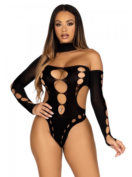 Sexy body nero elasticizzato con intagli Leg Avenue in vendita su Tangamania Online