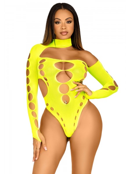 Sexy body giallo elasticizzato con intagli Leg Avenue in vendita su Tangamania Online