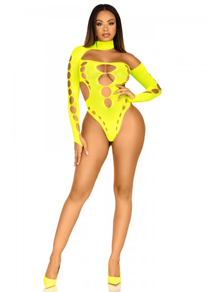 Sexy body giallo elasticizzato con intagli Leg Avenue in vendita su Tangamania Online