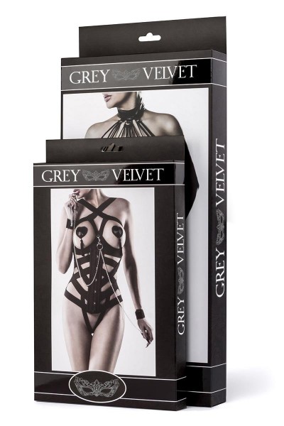 Sexy corpetto con stecche ed accessori Grey Velvet in vendita su Tangamania Online