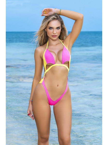 Monokini color block in rosa e giallo Mapalé in vendita su Tangamania Online