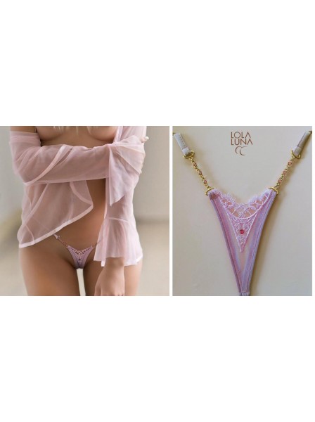 Sienna, micro perizoma rosa con eleganti ricami Lola Luna in vendita su Tangamania Online