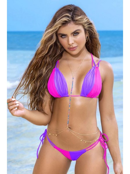 Sexy bikini viola e rosa con slip alla brasiliana e triangolo Mapalé in vendita su Tangamania Online
