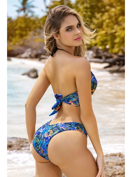 Bikini in stampa jungle blu con ferretto Mapalé in vendita su Tangamania Online