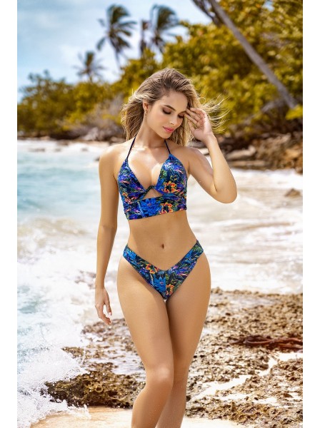 Bikini in stampa jungle blu con ferretto Mapalé in vendita su Tangamania Online