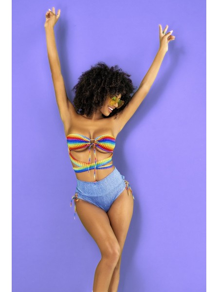 Completino arcobaleno con top e shorts Mapalé in vendita su Tangamania Online
