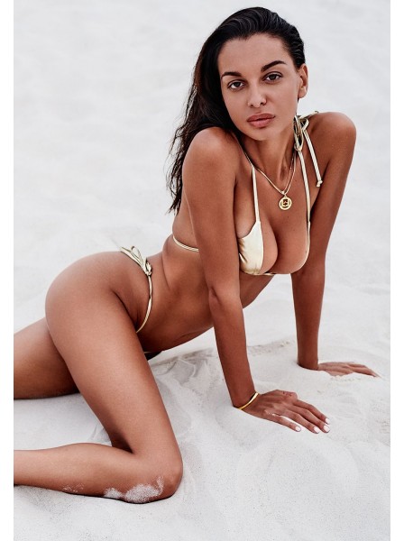 Golden Eye sexy micro bikini oro modello Bella Vista Obsessive beachwear in vendita su Tangamania Online