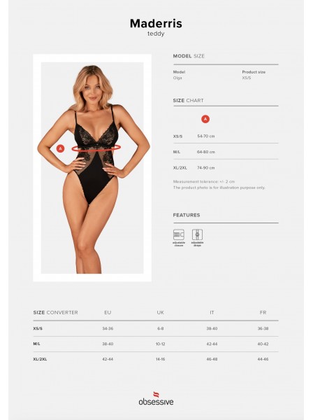Sensuale body nero Maderris con gioiello Obsessive Lingerie in vendita su Tangamania Online