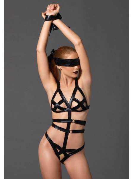 Body bondage in tessuto wetlook con accessori Leg Avenue in vendita su Tangamania Online