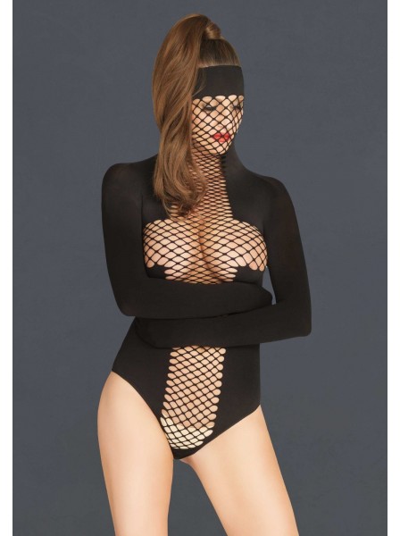 Body mask a perizoma in tessuto opaco e rete Leg Avenue in vendita su Tangamania Online